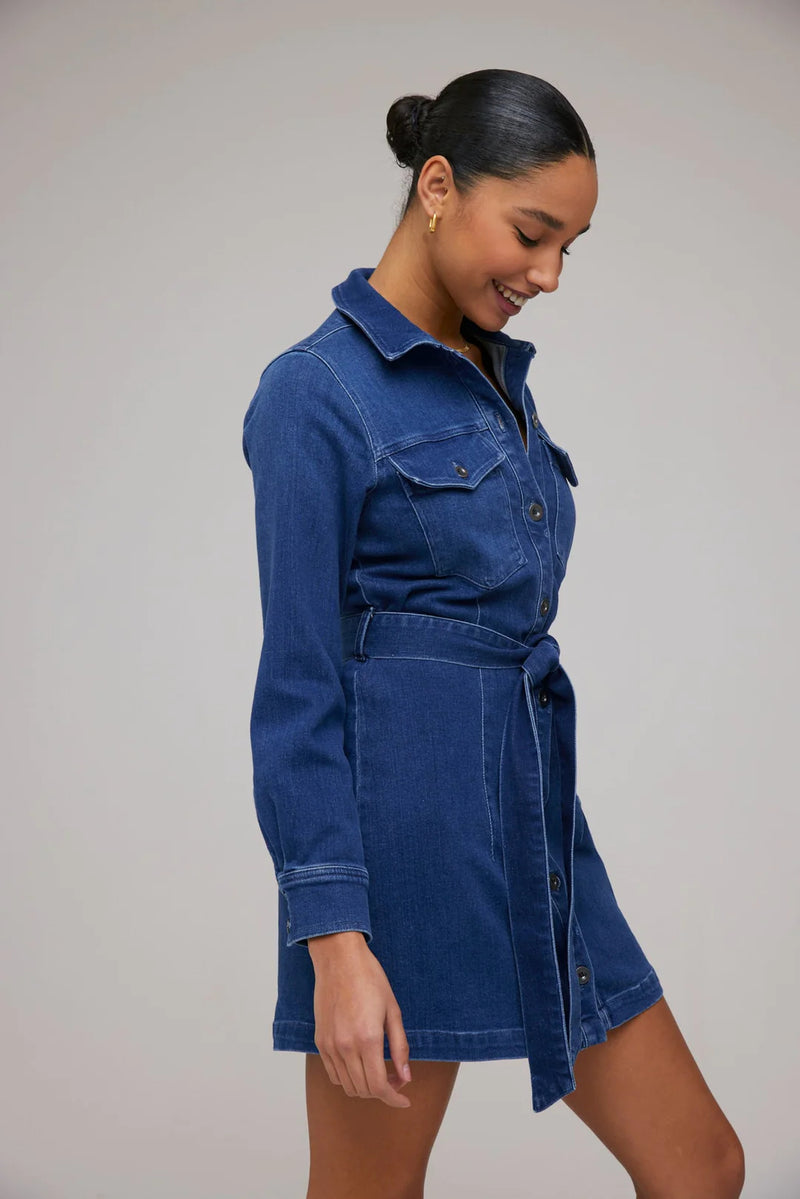 Gray Kennedy Flap Pocket Shirt Dress Mini Dress