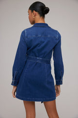 Midnight Blue Kennedy Flap Pocket Shirt Dress Mini Dress
