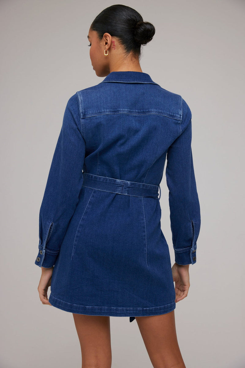 Midnight Blue Kennedy Flap Pocket Shirt Dress Mini Dress