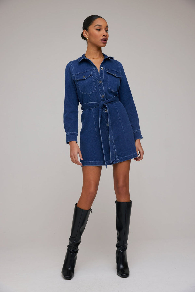 Gray Kennedy Flap Pocket Shirt Dress Mini Dress