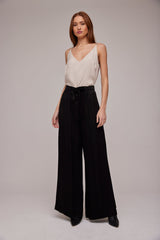 Dark Gray Pleat Front Wide Leg Pant Pant