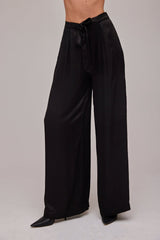 Black Pleat Front Wide Leg Pant Pant