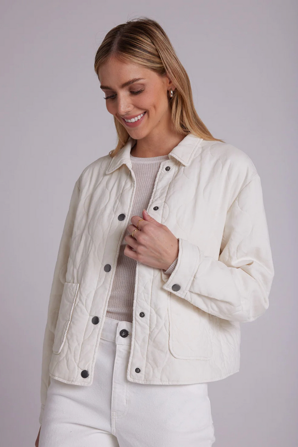 Gray Two Pocket Cropped Quilted Jacket Jacket