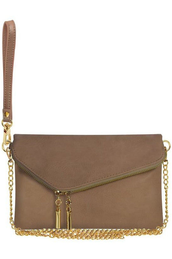 Dim Gray Faux Leather Crossbody