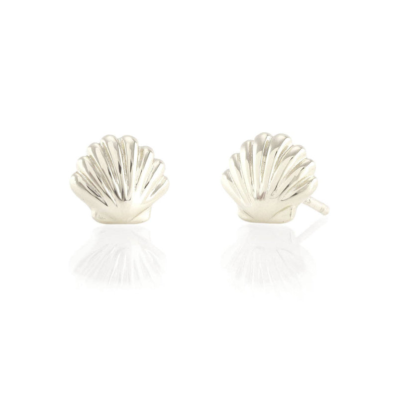 Beige Seashell Stud Earrings Apparel & Accessories