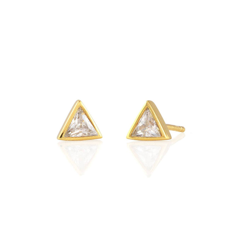 Beige Triangle Bezel Crystal Stud Earrings Apparel & Accessories