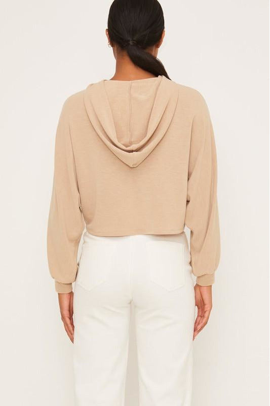 Antique White Cropped Cuban Sand Hoodie