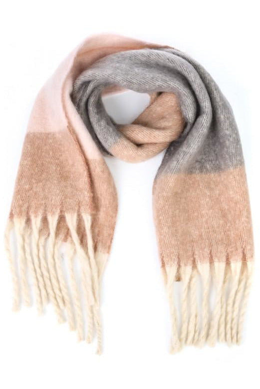 Light Gray Grey and Pink Stripe Scarf