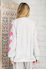 Light Gray Wear Your Heart on Your Sleeve Set Pullover Sweatshirt