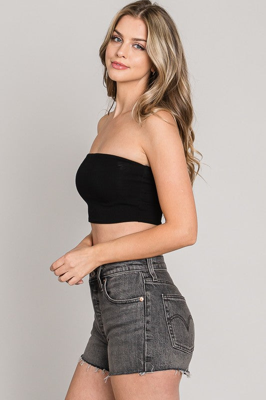 Gray Double Lined Bandeau Top