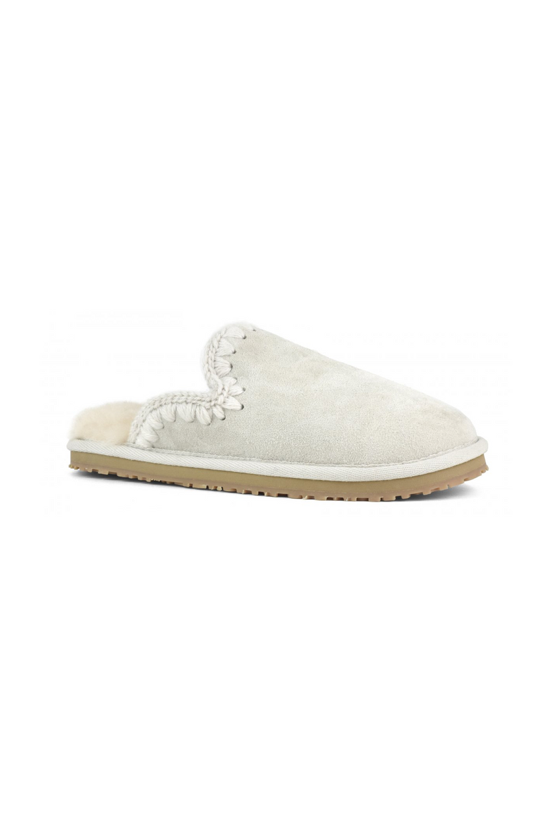Light Gray MOU Suede Fill Eskimo Stitch Slipper Shoe