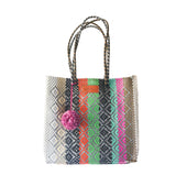 Light Slate Gray Maya Woven Tote Bag Handbags