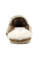 Black MOU Suede Fill Eskimo Stitch Slipper Shoe