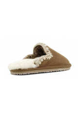 Dim Gray MOU Suede Fill Eskimo Stitch Slipper Shoe