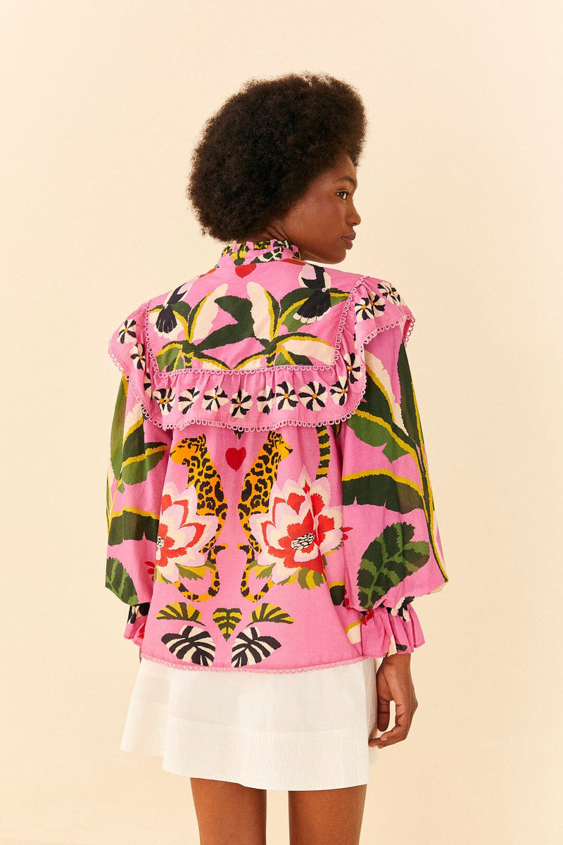 Bisque Leopard Forest Blouse Midi Dress