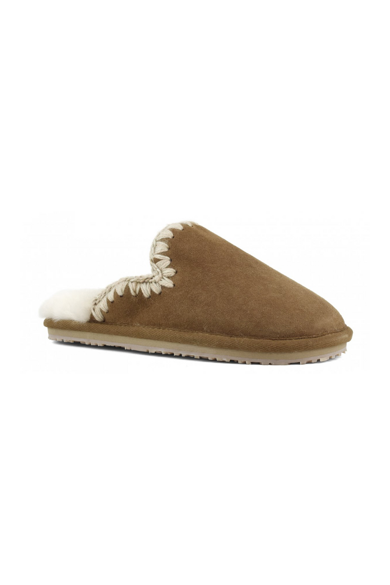 Dim Gray MOU Suede Fill Eskimo Stitch Slipper Shoe