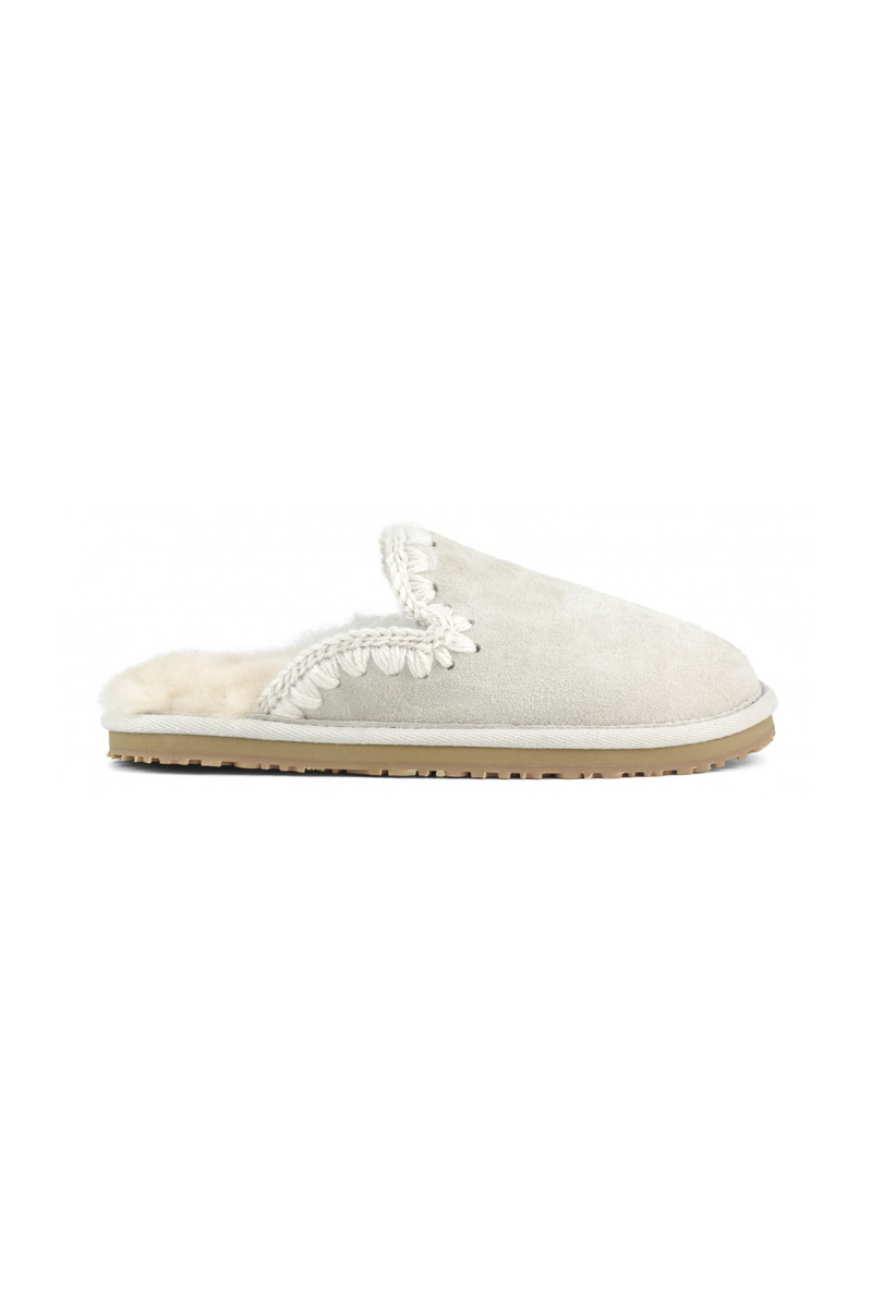 Light Gray MOU Suede Fill Eskimo Stitch Slipper Shoe