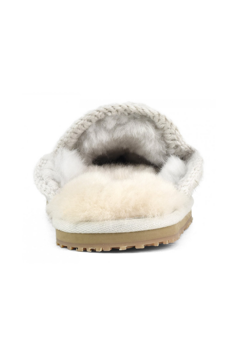 Light Gray MOU Suede Fill Eskimo Stitch Slipper Shoe