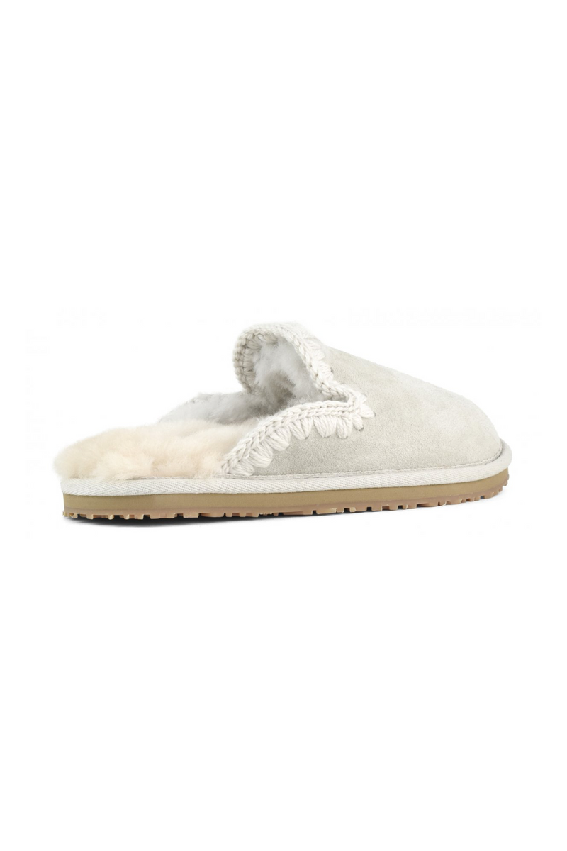 Light Gray MOU Suede Fill Eskimo Stitch Slipper Shoe