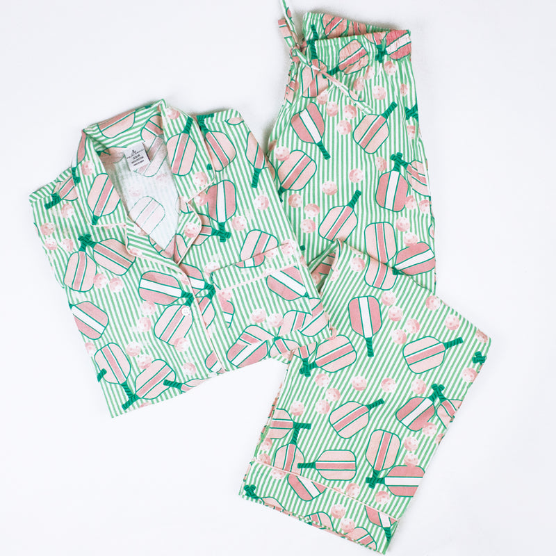 White Smoke Pickle Ball PJ Set Pajamas