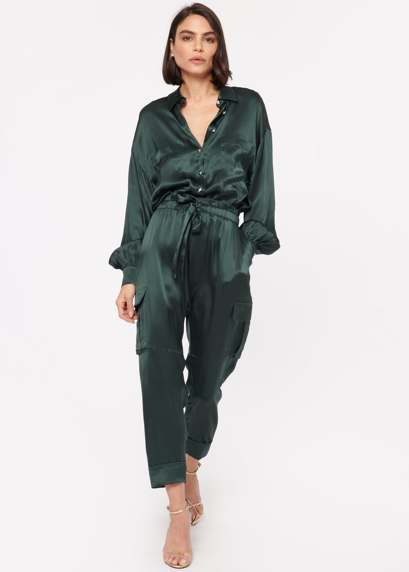Dark Slate Gray Belkis Charmeuse Bodysuit Top