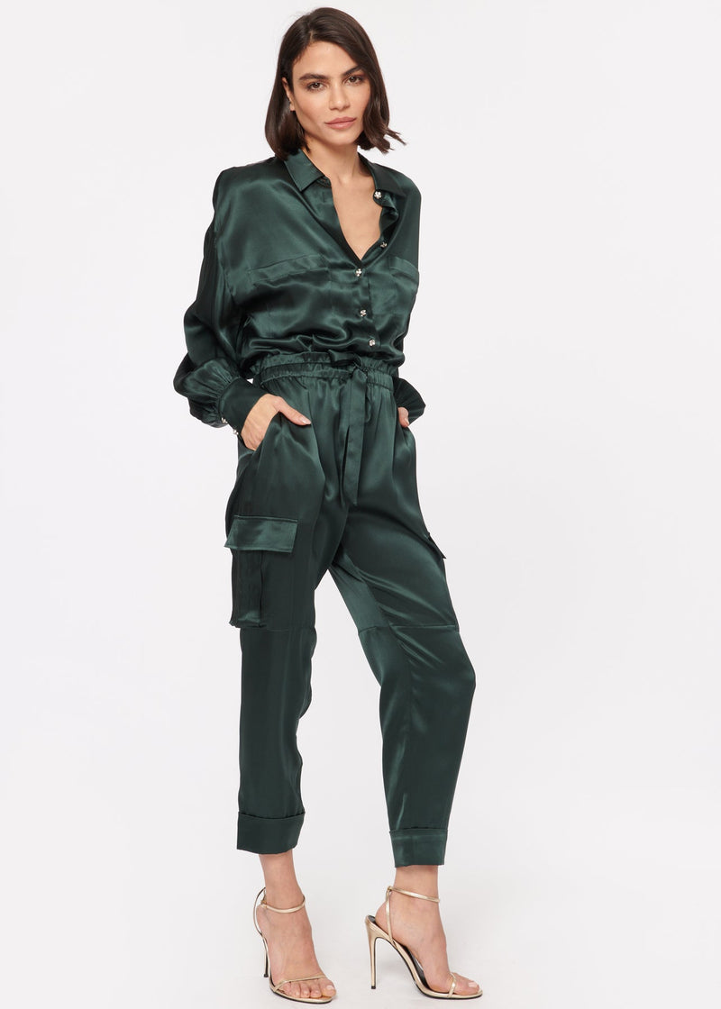 Dark Slate Gray Belkis Charmeuse Bodysuit Top