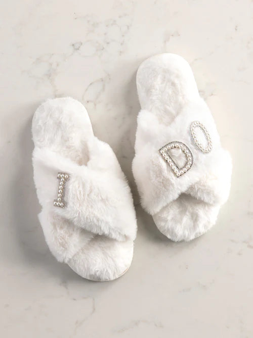 Light Gray "I Do" Slippers Slippers