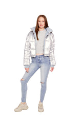 Light Gray In the Mix Denim Puffer Jacket