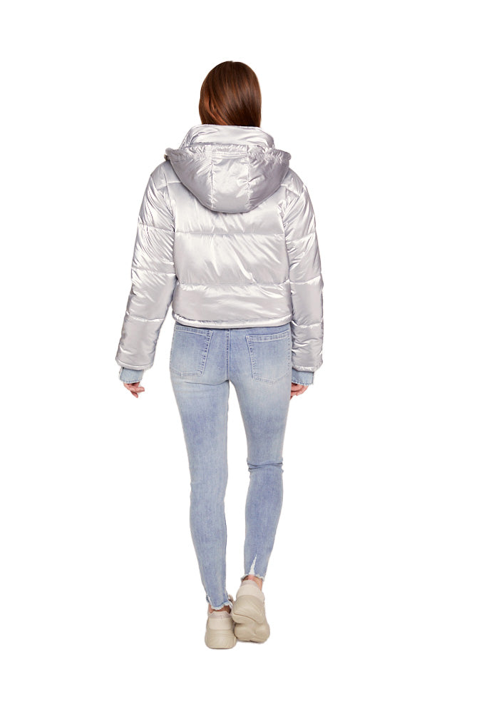 Gray In the Mix Denim Puffer Jacket