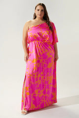 Light Gray Lava Flow Satin Maxi Dress Dress