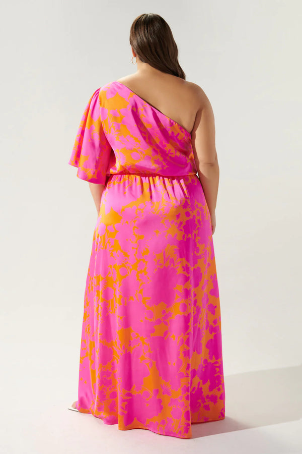 Light Gray Lava Flow Satin Maxi Dress Dress
