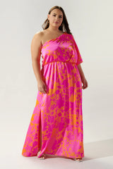 Light Gray Lava Flow Satin Maxi Dress Dress