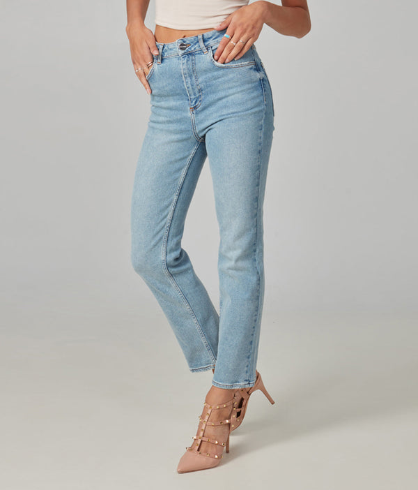 Gray Denver High Rise Straight Jean Jeans