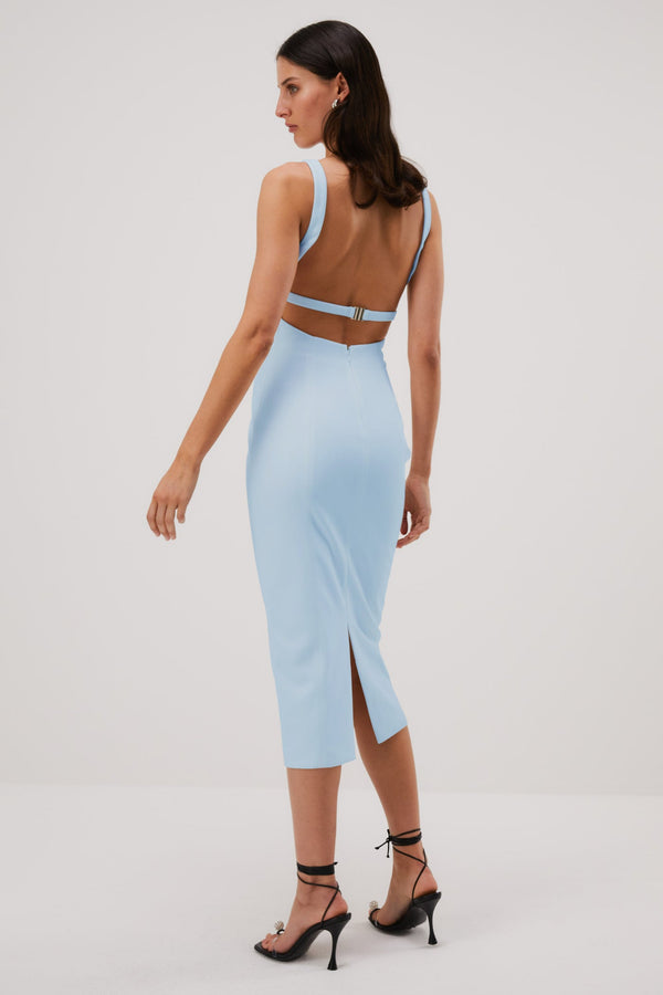 Light Gray Beck Bonded Crepe Midi Dress Midi Dress