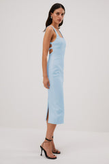 Light Gray Beck Bonded Crepe Midi Dress Midi Dress