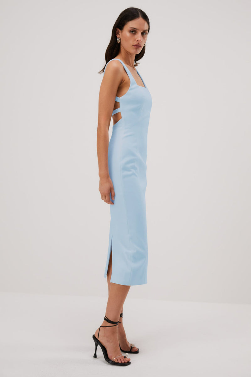 Light Gray Beck Bonded Crepe Midi Dress Midi Dress