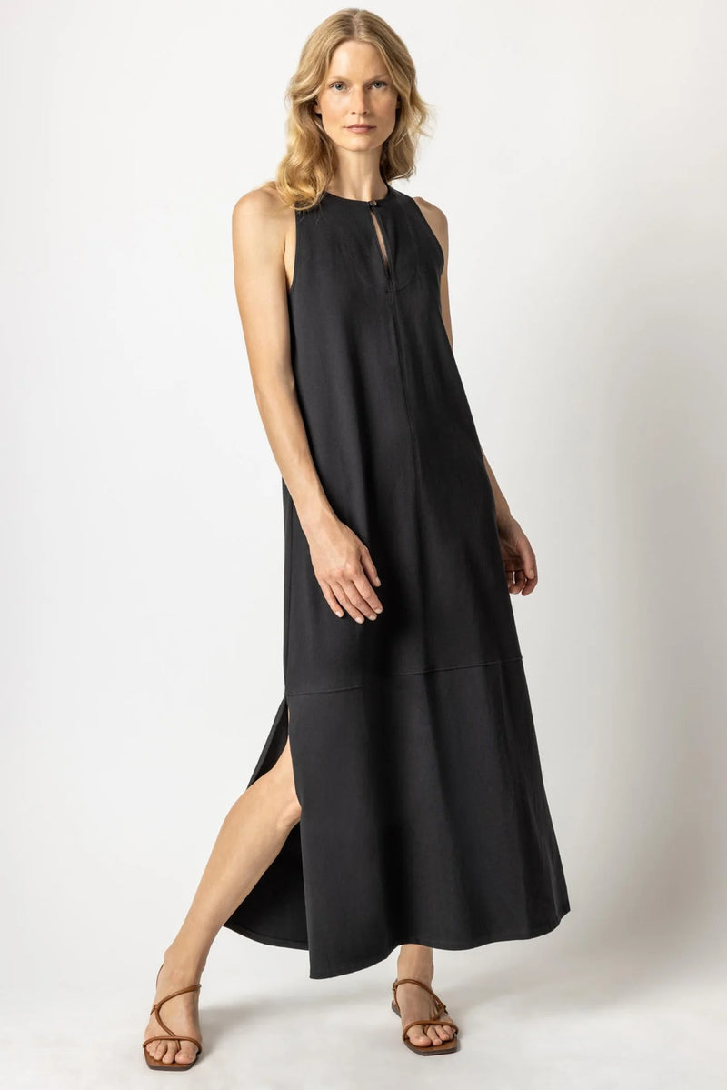 Dark Slate Gray Barely Basic Keyhole Maxi Maxi Dress