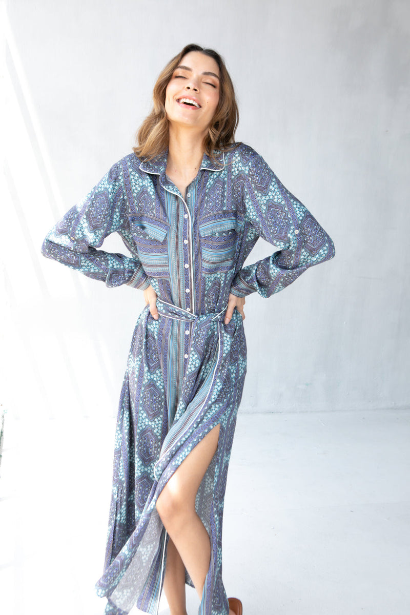 Light Gray Palma Shirt Dress