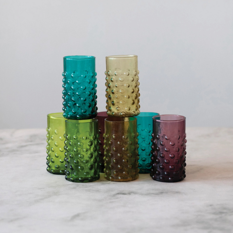 Light Gray Hobnail Glass Drinking Glass