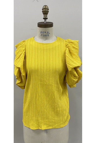 Goldenrod Canary Yellow Puff Sleeve Top Top