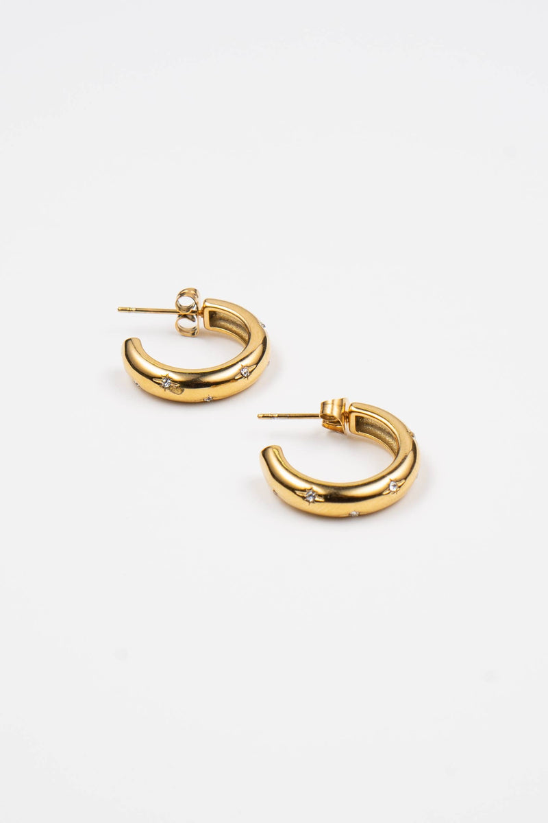 White Smoke Stars Hoops Earrings