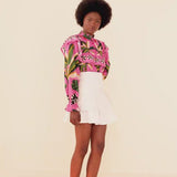 Bisque Leopard Forest Blouse Midi Dress