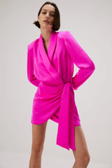 Light Gray Azera Satin Blazer Dress Mini Dress