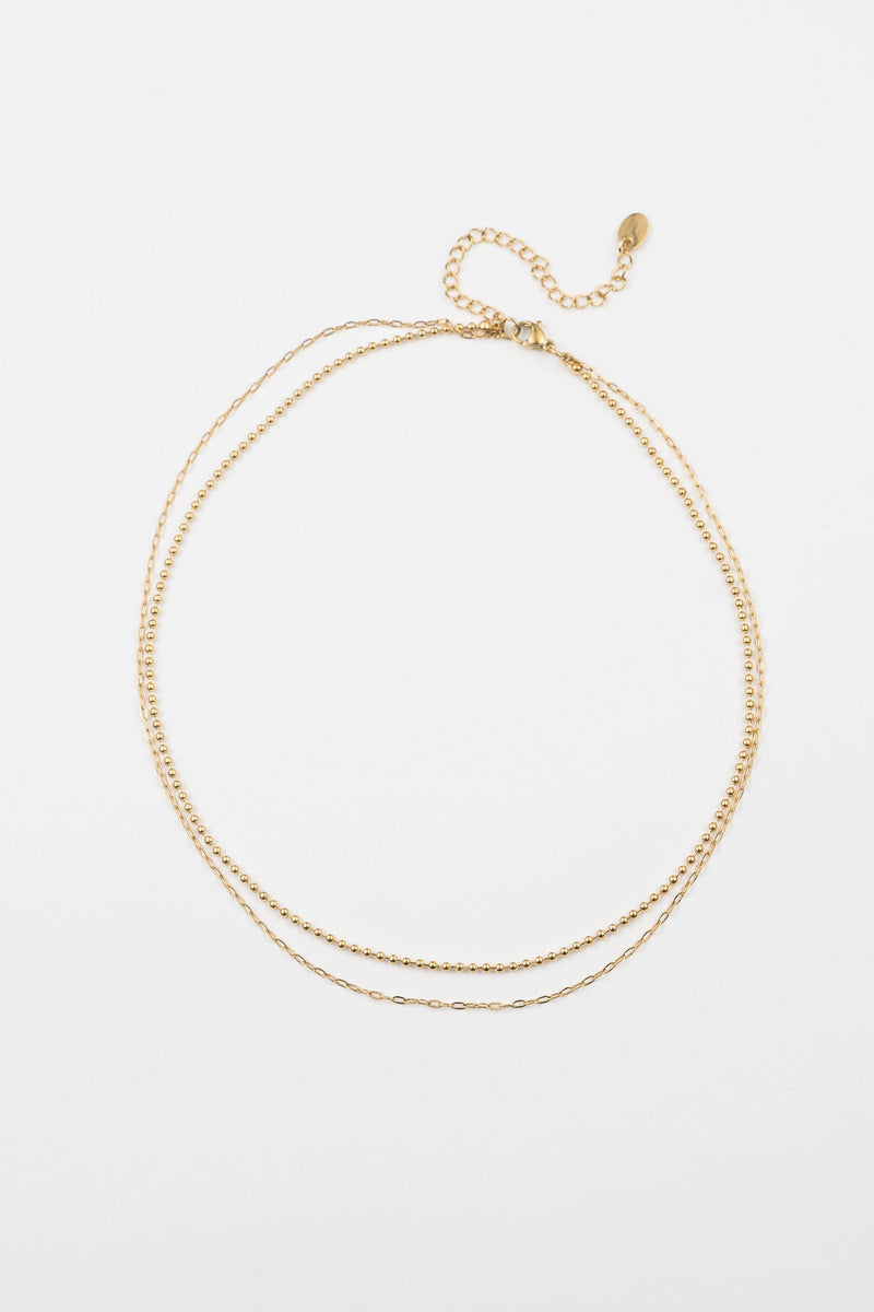 White Smoke Double Balls and Link Necklace Necklaces