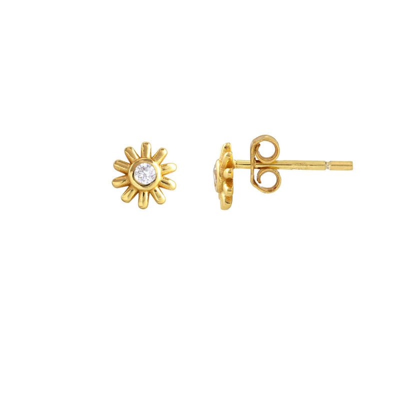 Tan Sunburst Crystal Stud Earrings Apparel & Accessories