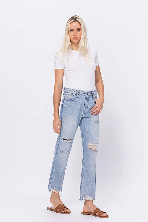 Lavender Bailey Distressed Classic Boyfriend Jean Jeans