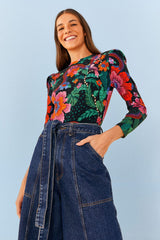 Dark Slate Gray Blooming Garden Bodysuit Bodysuit