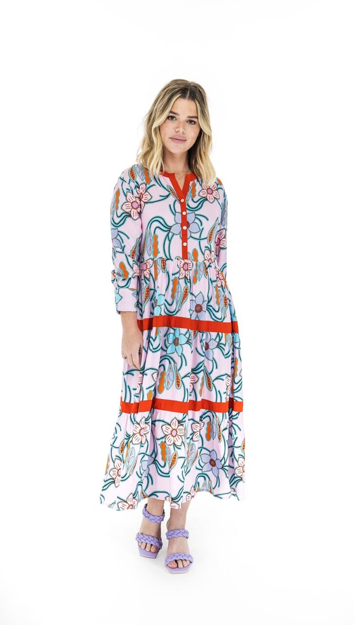 Light Gray Tiered Monet Garden Dress Dress