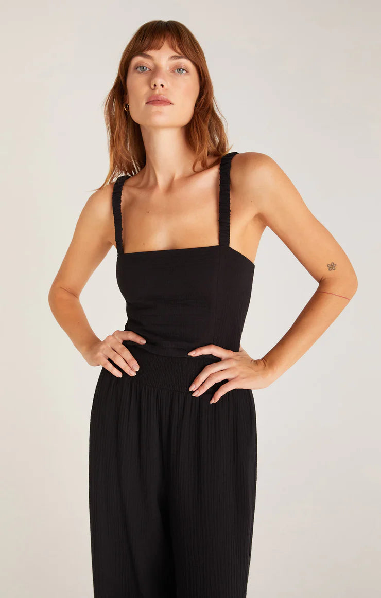 Black Cambria Gauze Top crop top