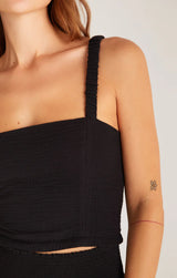 Black Cambria Gauze Top crop top